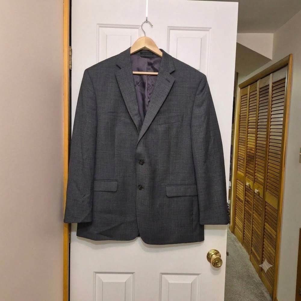Lauren Ralph Lauren Mens 44R Gray 100% Wool Two Button Suit Jacket Blazer 44 R